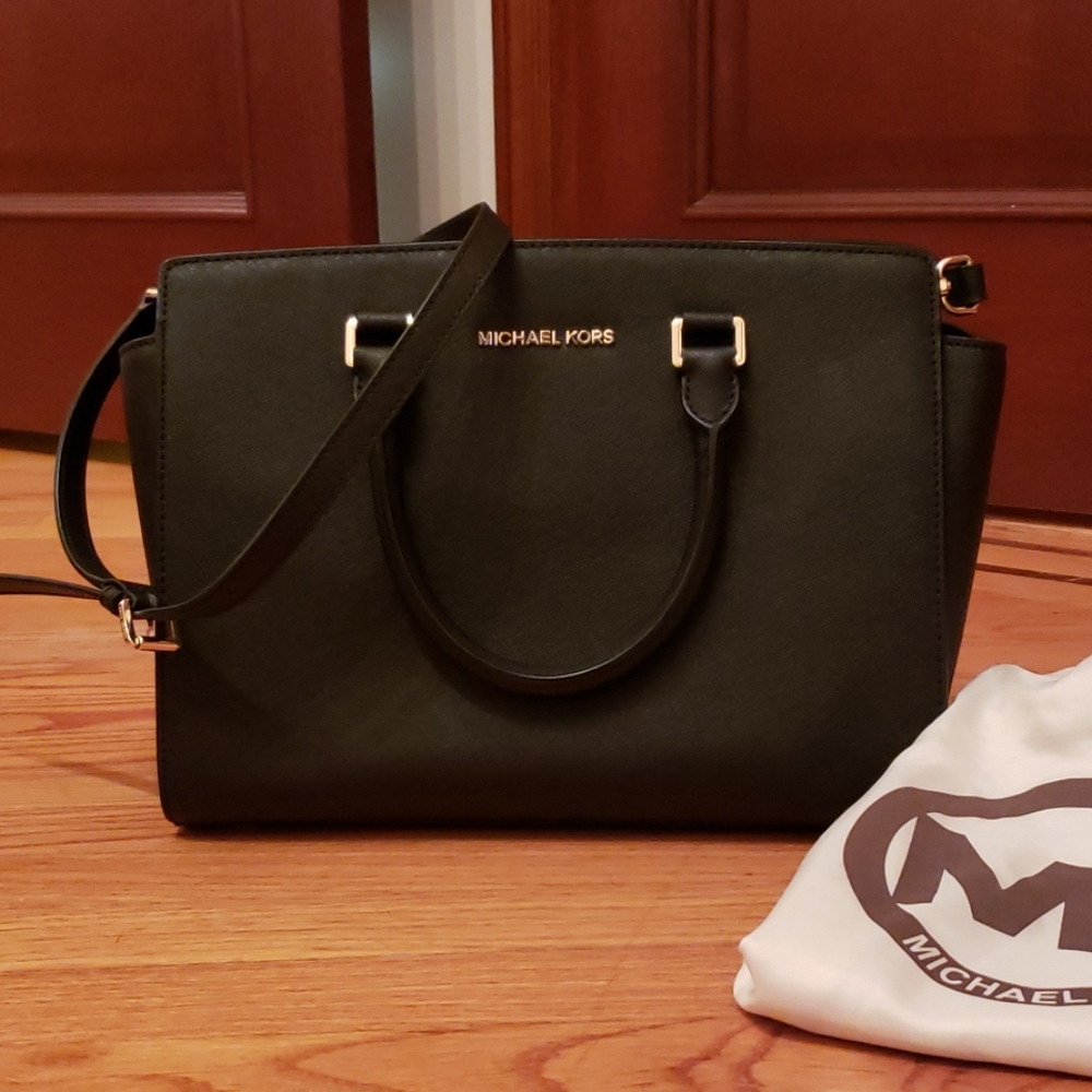 Michael Kors leather satchel silhouette